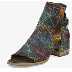 FSJ Women Peep Open Toe Sandals Boot Cut Out Buckle Ankle Bootie Color Lines
